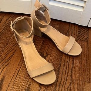 Rampage Nude Block Heel Ankle-Strap Sandals